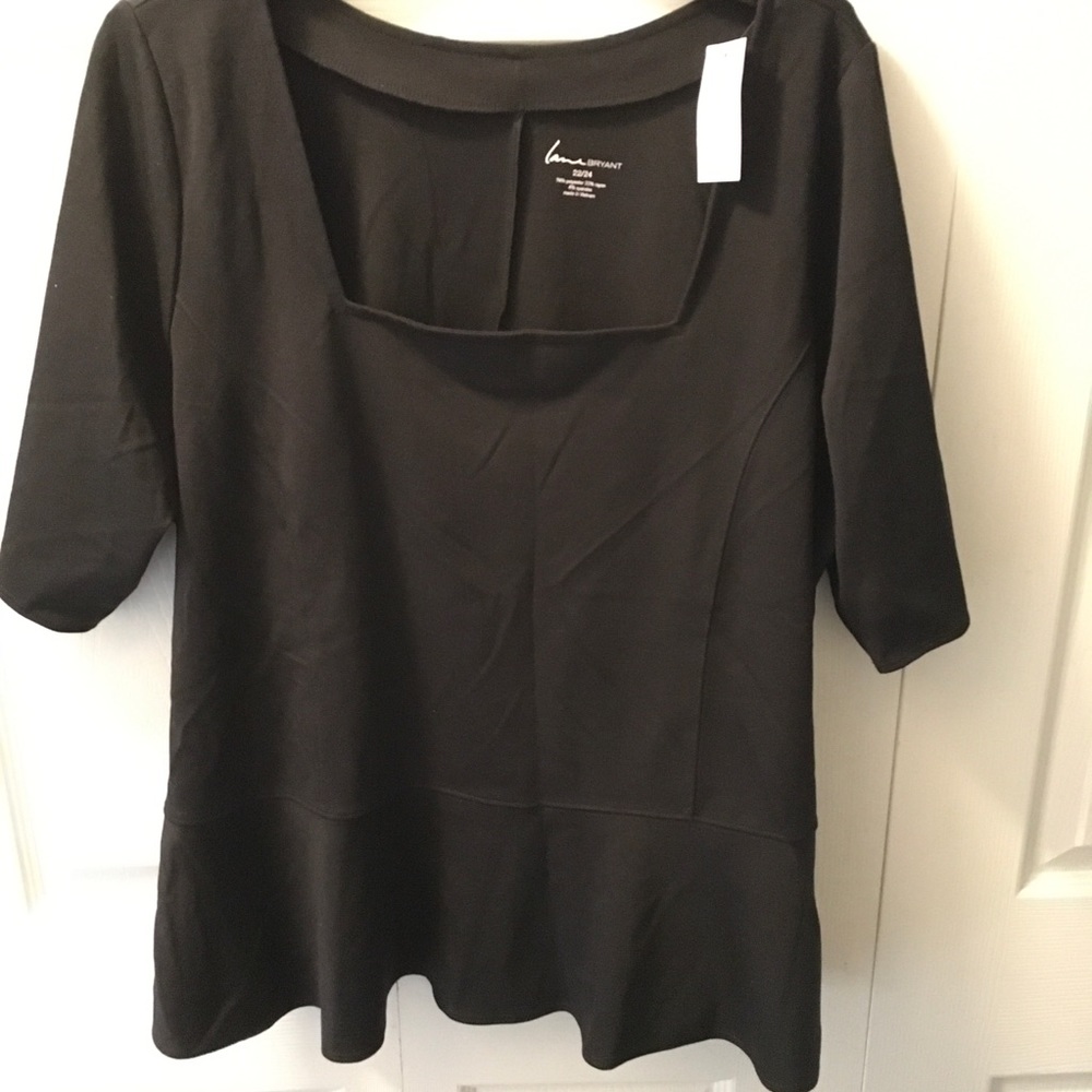 Black Ponte knit square neck blouse